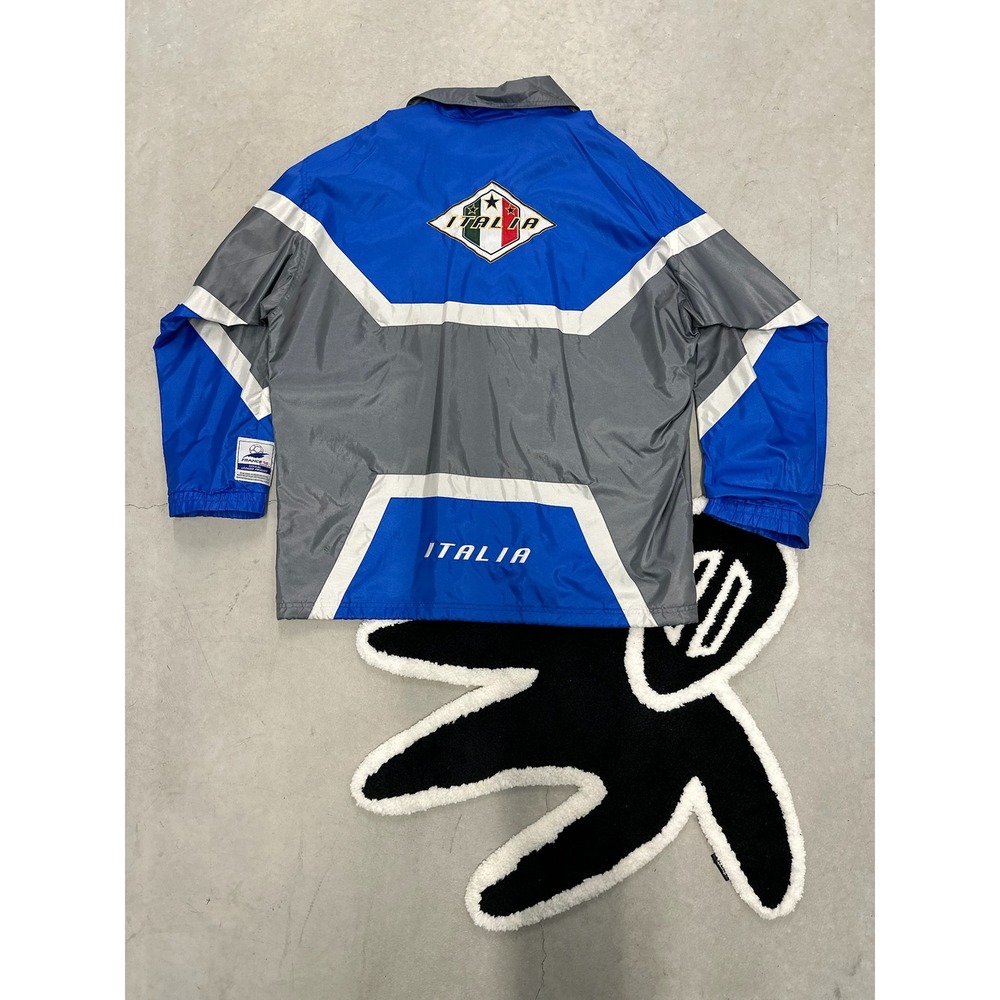 Vintage Fila Italia France 98 World Cup‎ Windbreaker Jacket Mens XL Blue Grey